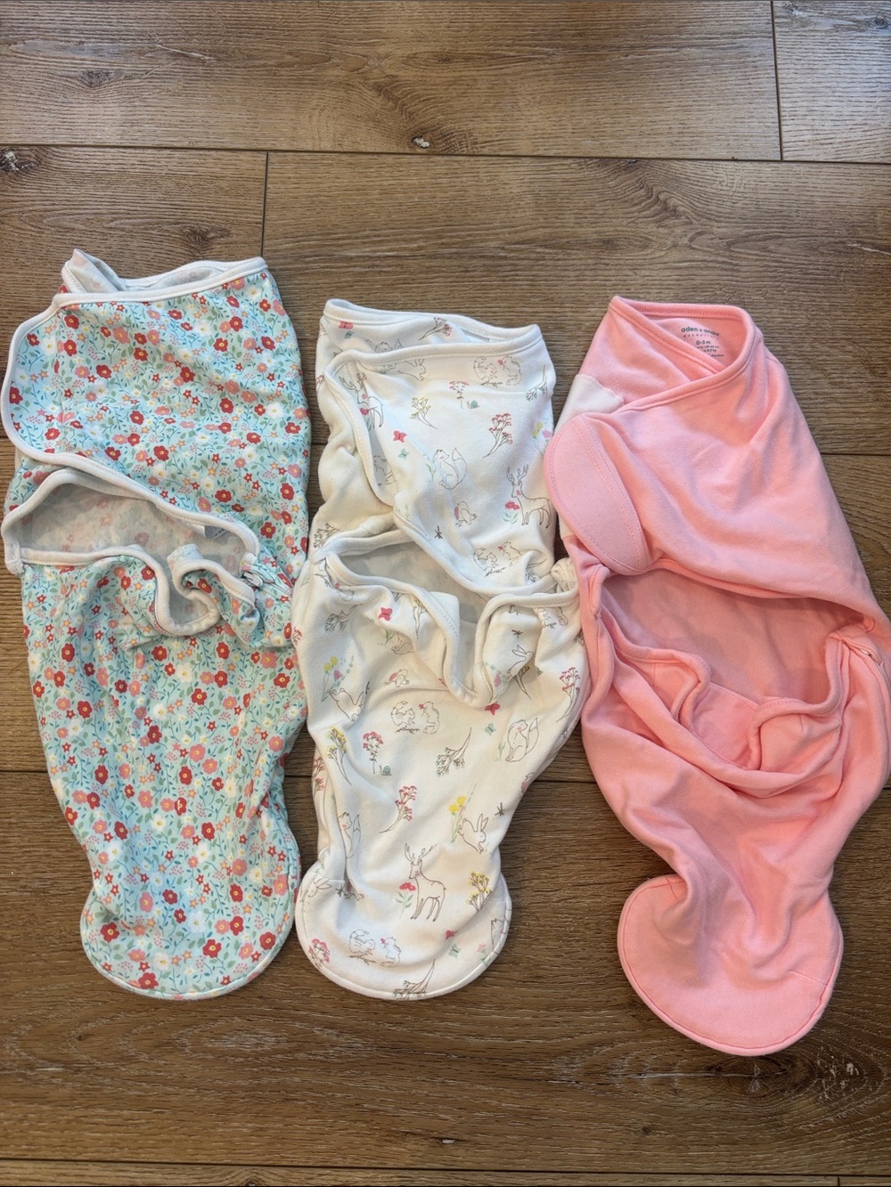 aden + anais set of 3 baby swaddles - size 0-3 months